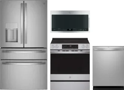 4 Piece Package Includes Refrigerator, Range, Microwave And Dishwasher